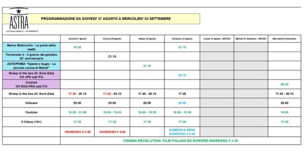 Featured image for “GIOVEDI’ 27 AGOSTO RIAPRE IL MULTIASTRA”